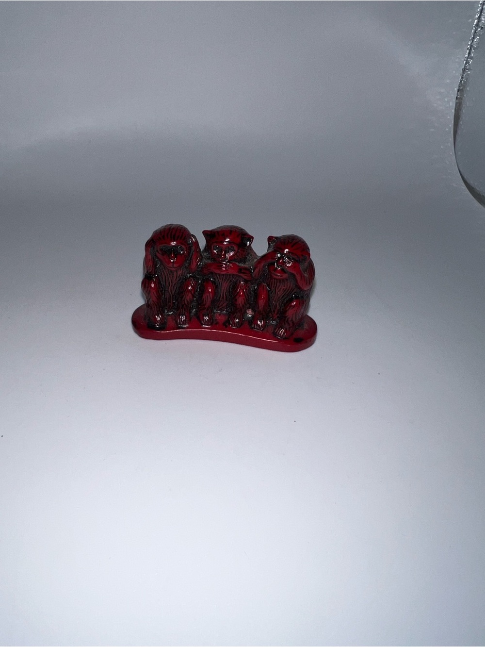 Red Three Wise Monkeys Figurine - Decorative Home Accent